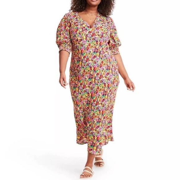 RIXO Dresses Rixo X Target Floral Puff Sleeve Midi Dress New Poshmark